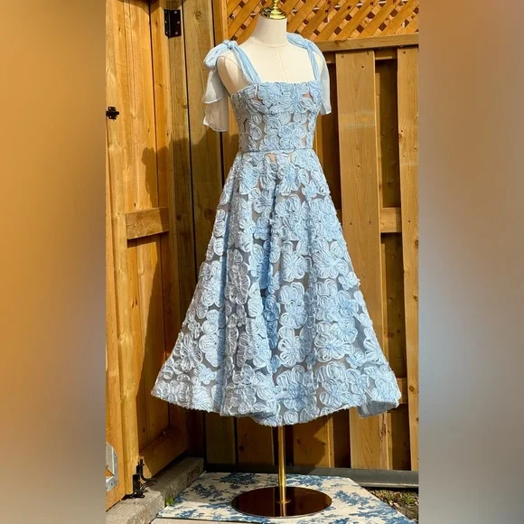 🆕 BRONX & BANCO 🧿 NWOT Sabrina Blue Midi Dress, Sz S - US 4 - Picture 4 of 17